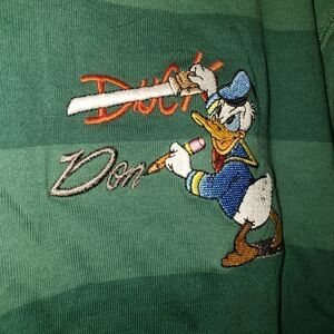 VINTAGE MICKEY INC. DEADSTOCK DONALD DUCK GREEN STRIPE HENLEY SIZE  L/XL